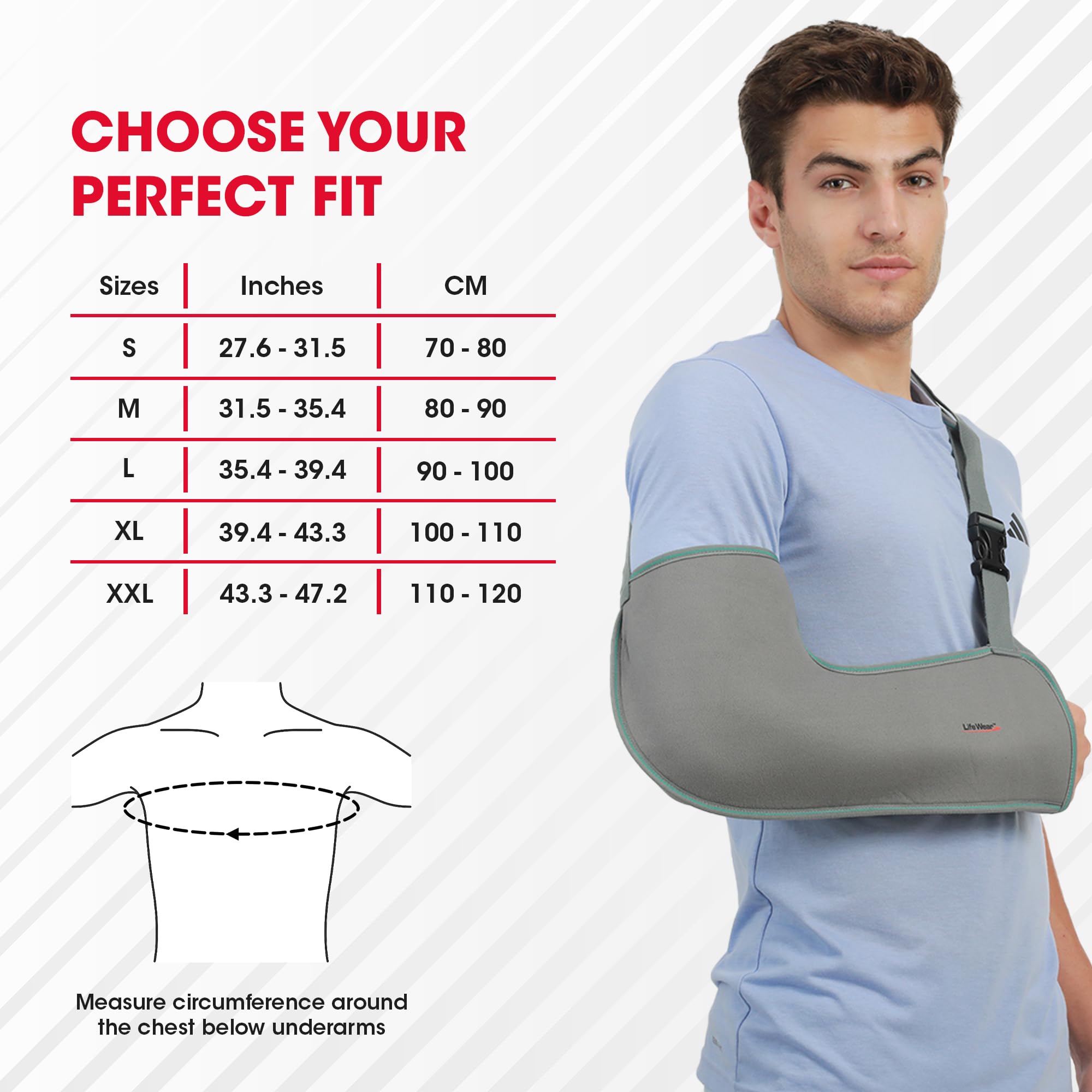 LifeWear Arm Sling Tropical Shoulder Support for Fracture, Immobilizes Shoulder Joint and Prevents Dislocation, Cushion Padding, Aid for Soft Tissue Injury and Post-plaster Cast, For Men and Women, Size (S) 3