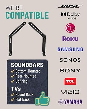 ECHOGEAR Universal TV Soundbar Mount w/ Adjustable Height & Depth