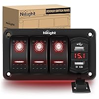 Vista 38 de Nilight Caja de interruptor basculante de 2 cuadrillas 12V SPST ON Off PD tipo C y QC 3.0 cargador USB, voltímetro, panel de aluminio impermeable