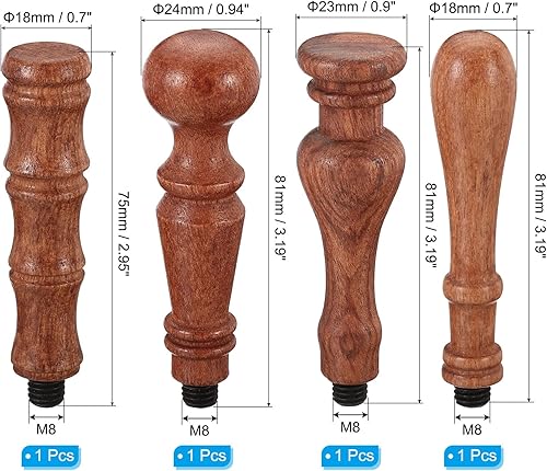 Miniatura 2 de PATIKIL Mango de sello de cera solamente, paquete de 4 manijas de sello de repuesto de mango de madera, para tarjeta de invitación de boda, sobre