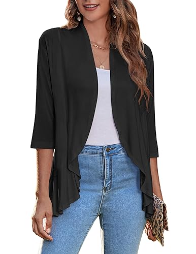 Zeagoo Women's Open Front Cardigan 2026 Spring Summer Lightweight 3/4