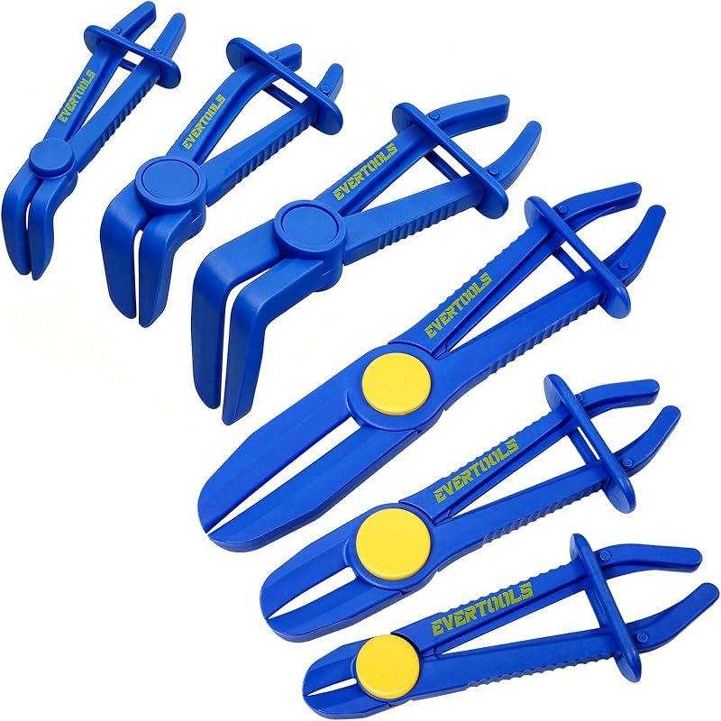 Hose Pinch Off Pliers, 6 pcs Radiator Fuel Line Clamp Tool, Straight & 90° Angled Pinch Off Pliers Set for Flexible Brake, Fuel, Coolant and Radiator Hoses