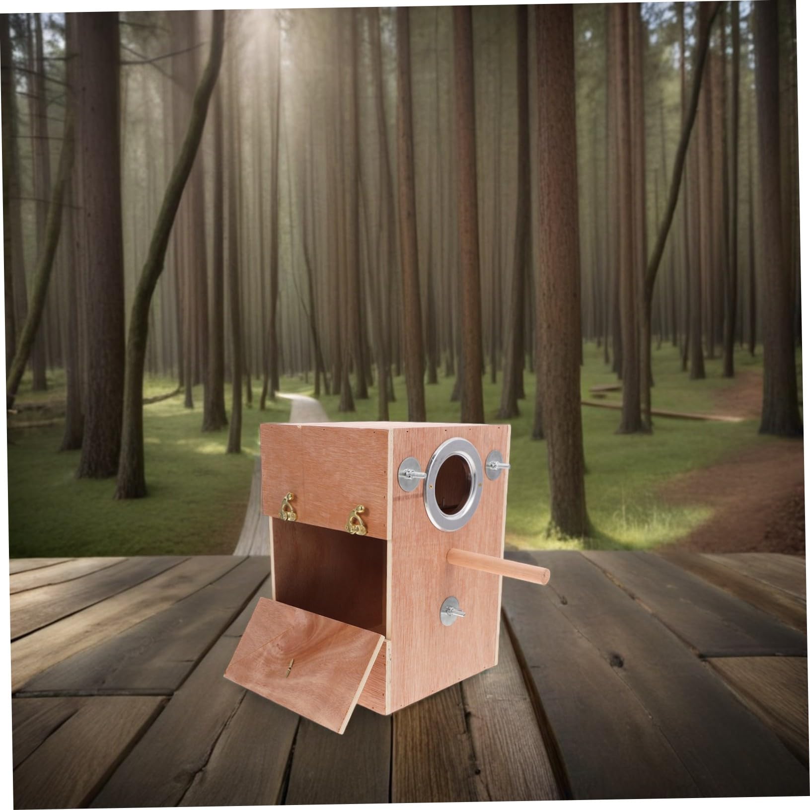 Caja Nido de Madera para Periquitos con Soporte y Colgante Exterior Habitáculo para Cría de Agapornis Cacatúas Pinzones y Pequeños Diseño y