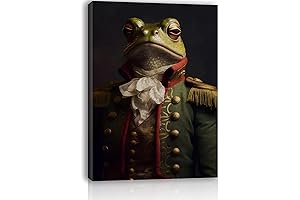 12" x 16" Vintage Animal Wall Art, Frog Framed Canvas Painting