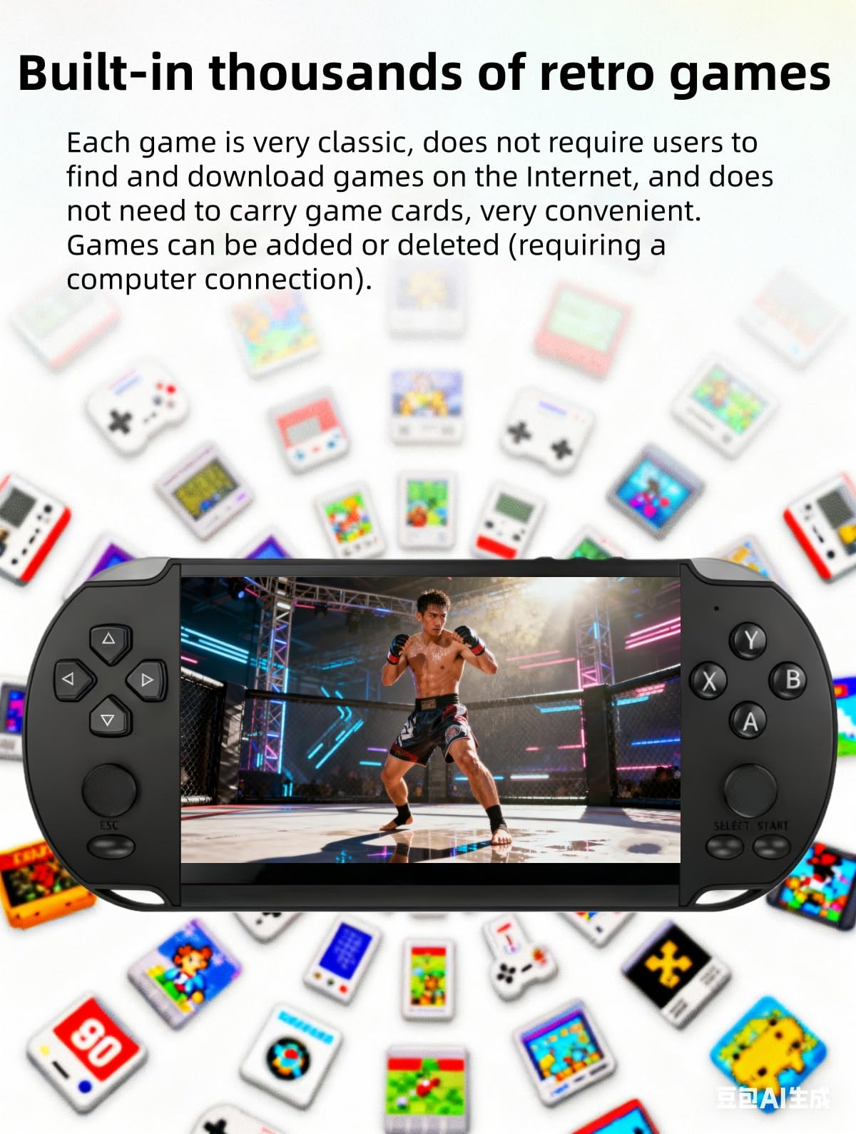 CZT 5.1 Pulgadas Consola de Videojuegos Retro Portátil Juegos Integrados Múltiples Emuladores Video Música Libro Electrónico con Salida de TV Reproductor MP3/4 Regalo de cumpleaños/Navidad