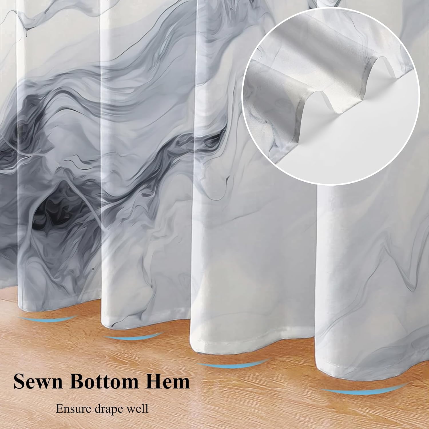 Gradient Gray Abstract Shower Curtain Modern Ombre Printed Bath Curtain Waterproof Washable Fabric Bathroom Bathtub Decor Shower Curtain Set with Hooks 72x72 Inch