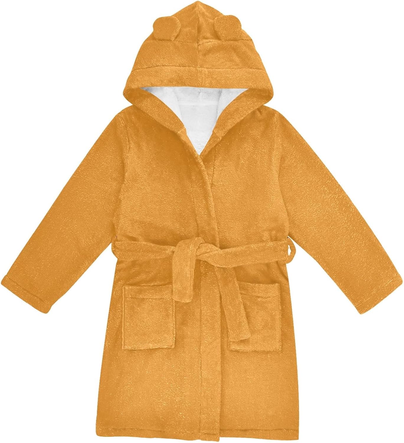 ODAWA Fulvous Kids Bathrobe, Soft Plush Hooded Robe for Boys Girls, Quick Dry Absorbent Swimming Beach Towel Robe