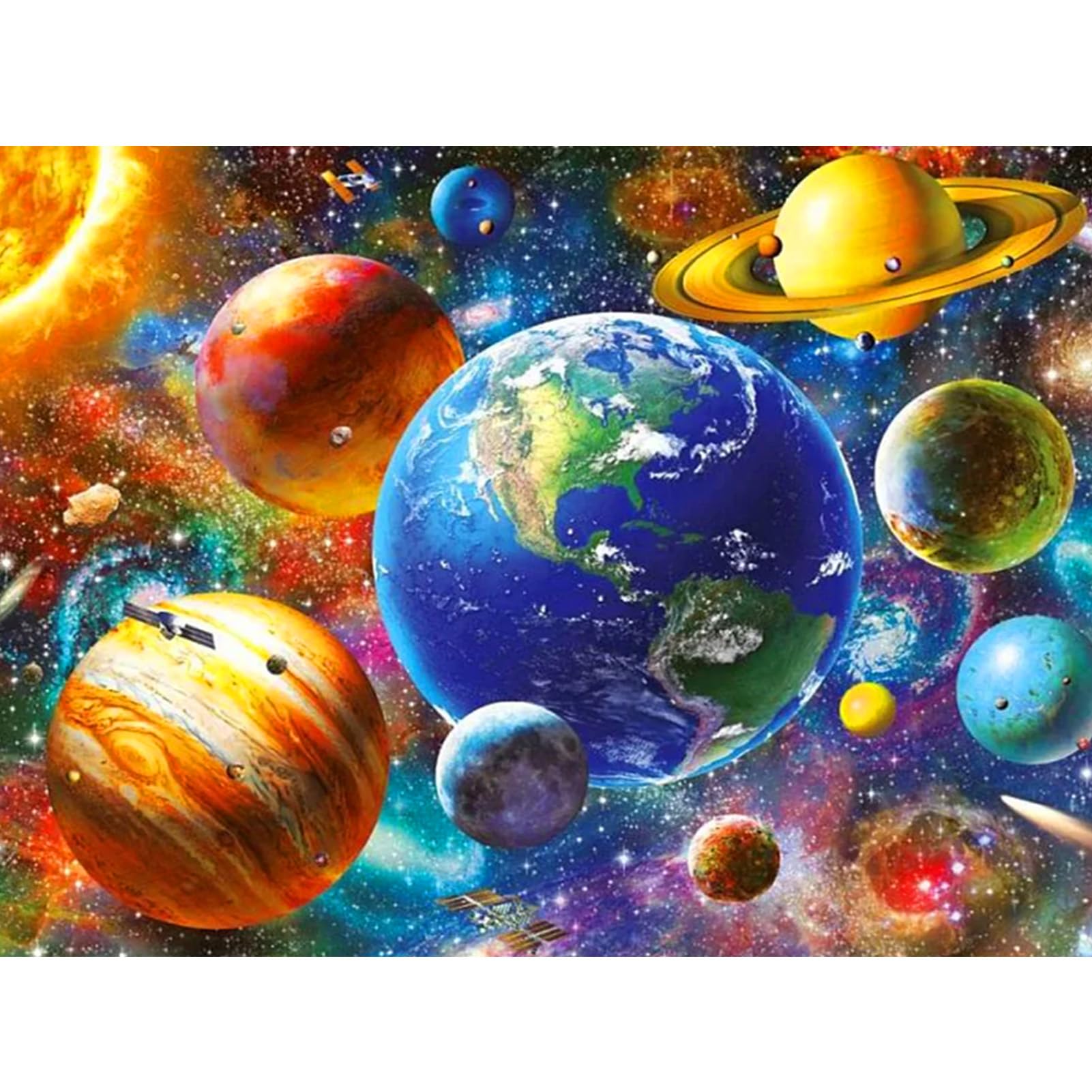 DPIDEA Diamond Painting Universum - 5D DIY Diamantbild 30x40 Cm Mit Runden Steinen, Inkl. Werkzeug