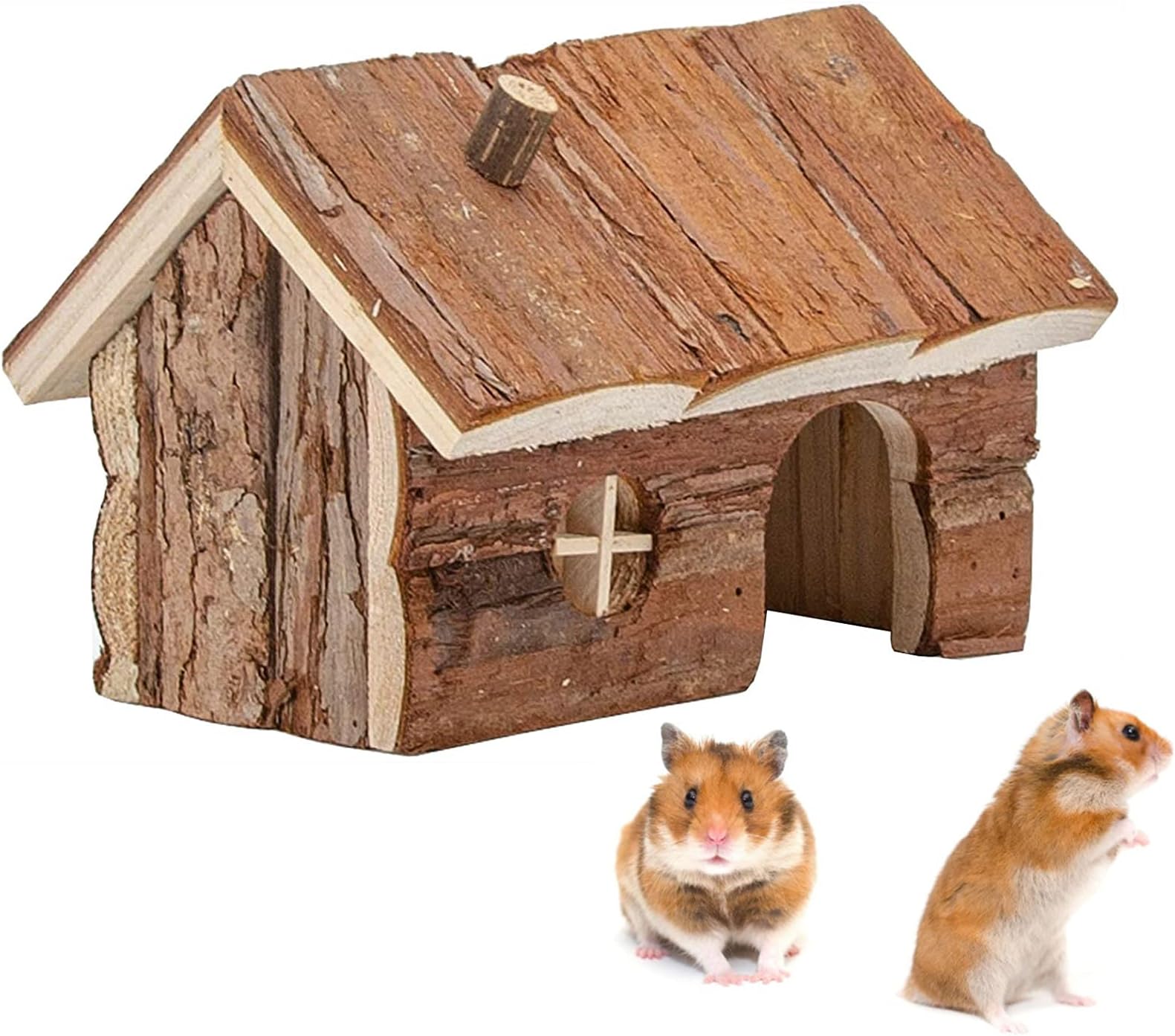 kathson Hamster Wooden House, Small Pet Hideout Climbing