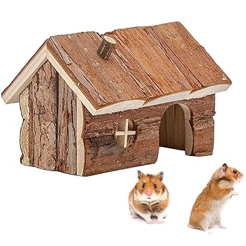 ESM Hamster Wooden Hideout House Natural Pet Rats Climbing Play Hut Hideaway Room for Dwarf Hamster, Mouse, Rat,Gerbil and Other Pet Small Animals
