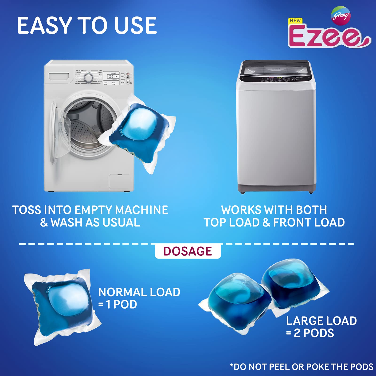 Buy Godrej Ezee Pods, 4X Concentrated Liquid Detergent 20 Count, for
