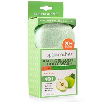 Spongeables Anti-Cellulite Body Wash in a Sponge, Moisturizer and Exfoliator, 20+ Washes