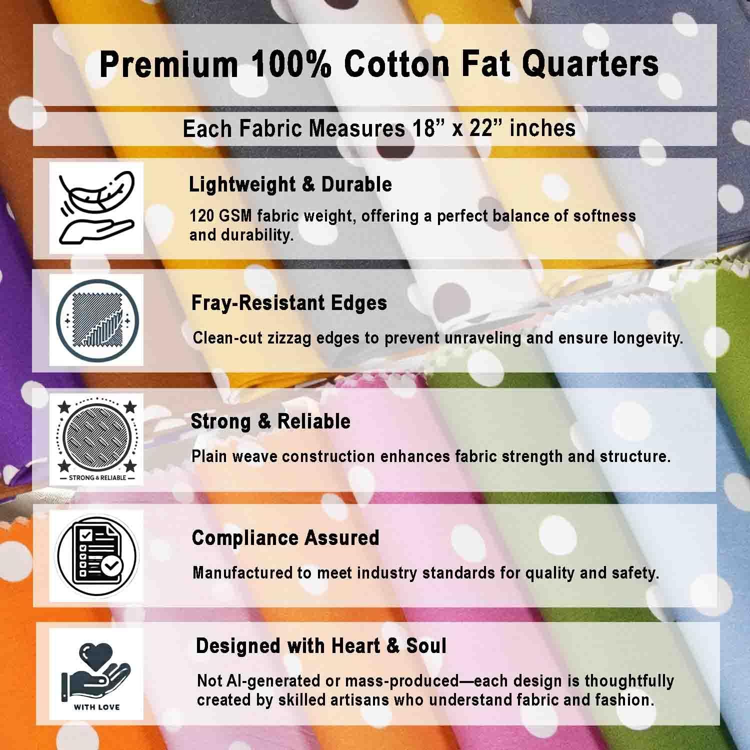 Soimoi 9Pcs 100% Cotton Quilting Fabric Bundles, 18" x 22" DIY Fabric Supplies Quilting Patchwork, Printed Fat Quarter for Sewing Project, Patchwork, DIY Crafts - Polka Pop