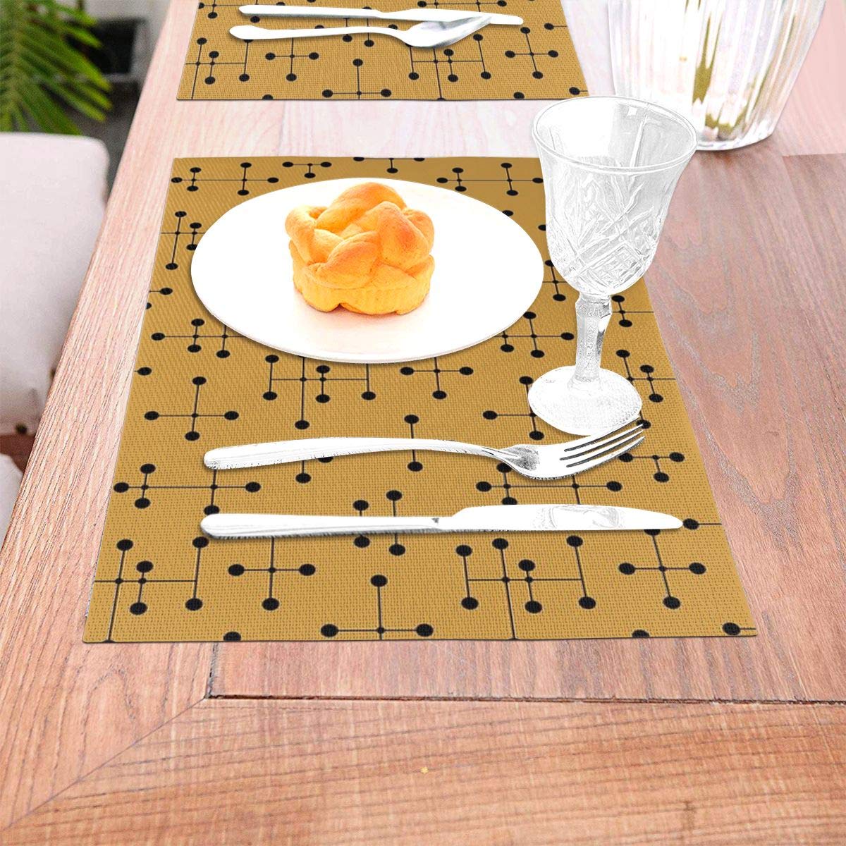 not Midcentury Modern Dots 106 Woven Placemat6 Piece Set of Placemats Pc Party Kitchen Dining Room Home Table Food Dinnerware Tableware Dishware Dishes Mat