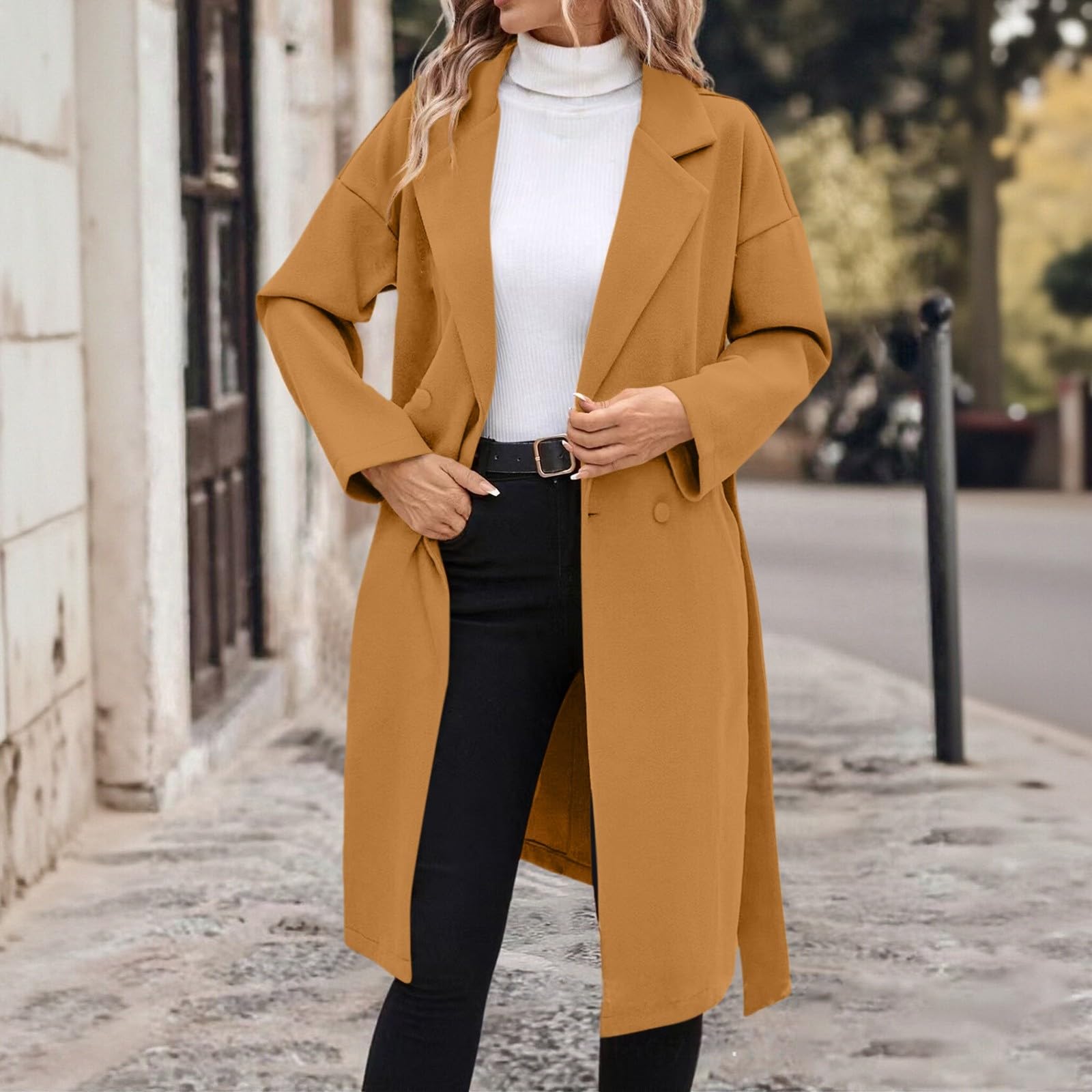 Blazer Femme Elegant Classique Grandes Tailles Veste Bureau Blazer Longues Couleur Manches Boutons Travail Femme Unie