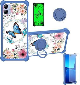 Galaxy A04e Case Compatible with Samsung Galaxy A04e Phone Case Cover [with Tempered Glass Screen Protector][Hard PC + Soft Silicone][Luminous Effect] YGL-LHD