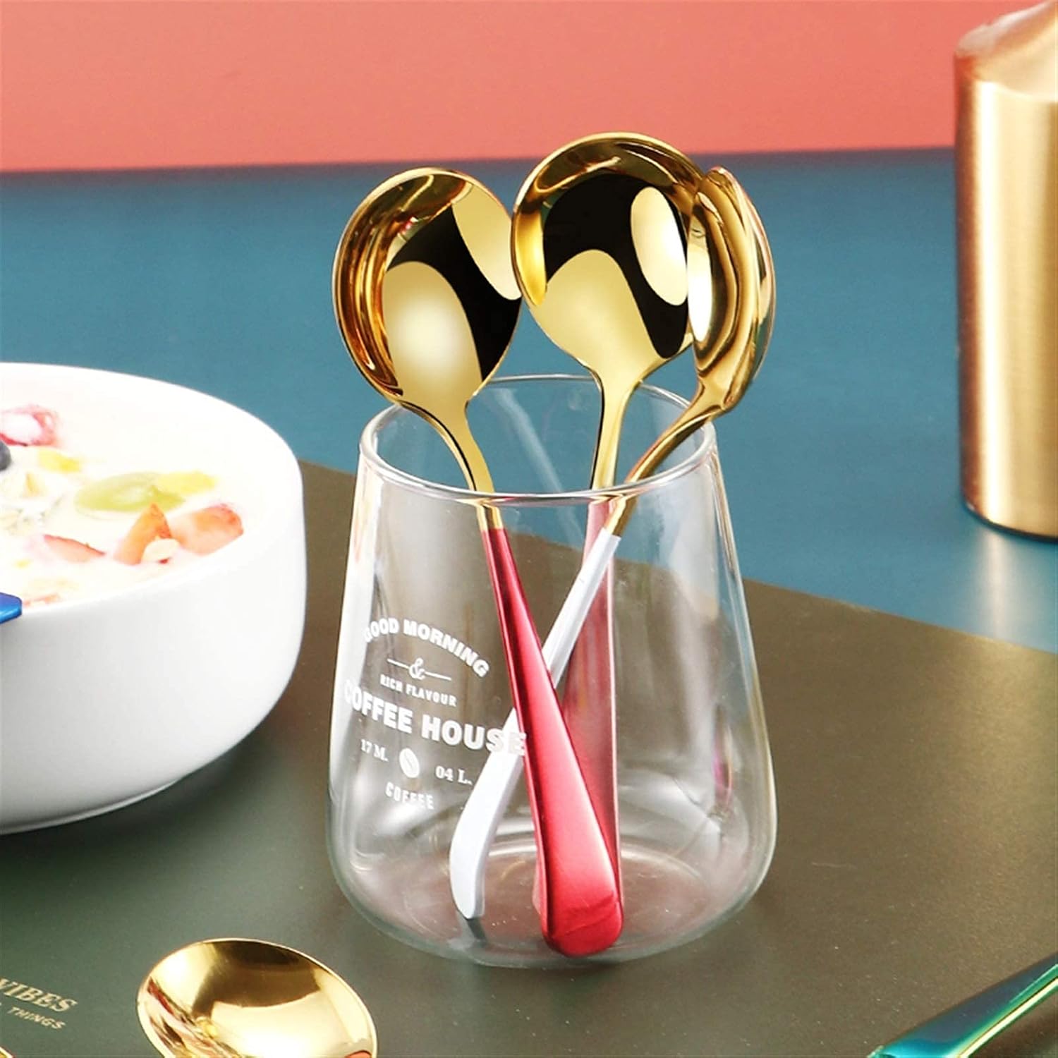 Dinner Spoon Set Stainless Steel Spoon Spoon Creative Big Spoon Thickening Spoon Sterling Spoon Small Spoon Eating Spoon Dinner Spoon/Soup ladle (Color: F) (C)