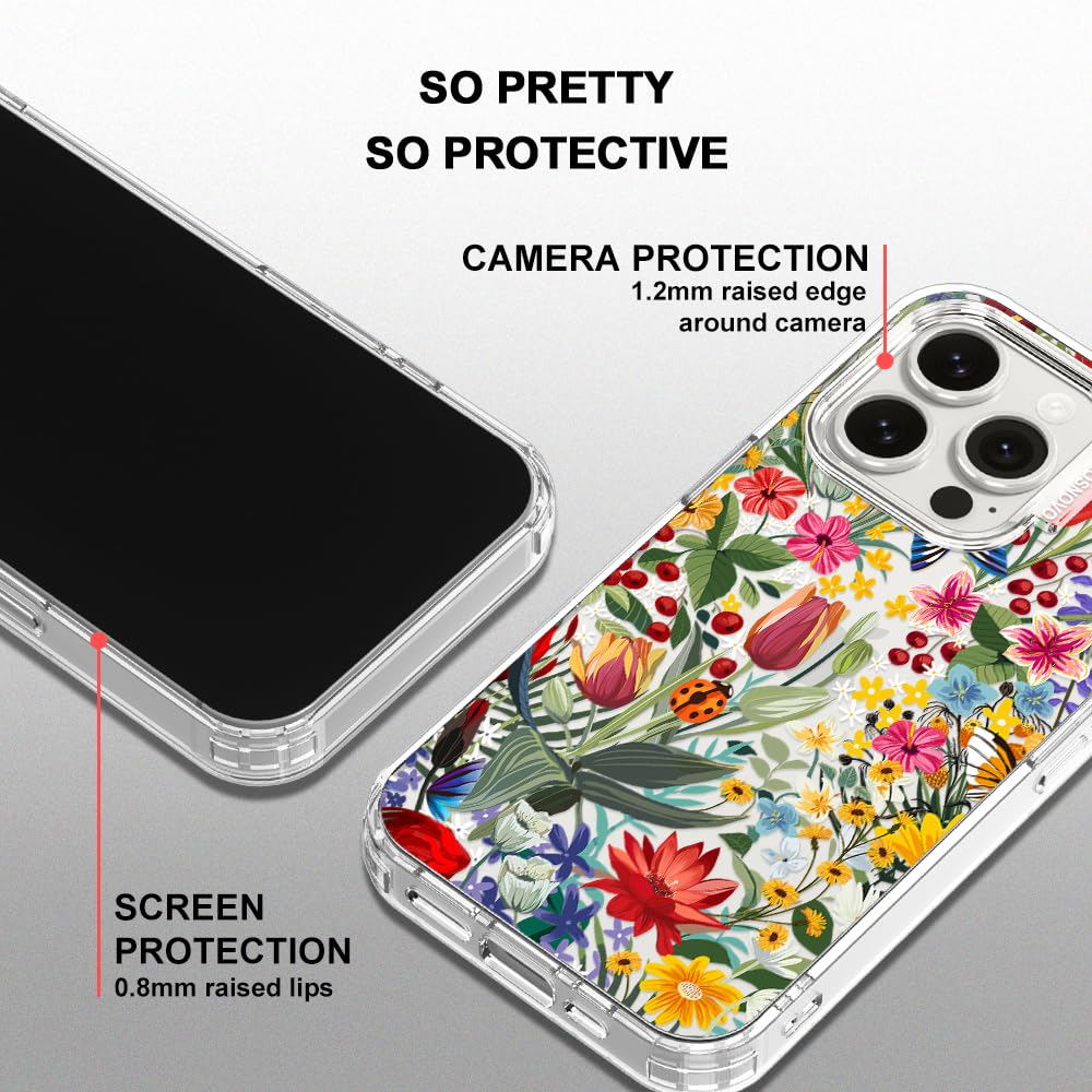 MOSNOVO Case for iPhone 15 Pro, [Buffertech 6.6ft Military-Grade Drop Protection] [Anti Peel Off Tech] Clear TPU Bumper Phone Case Cover Design - In The Garden — view 4
