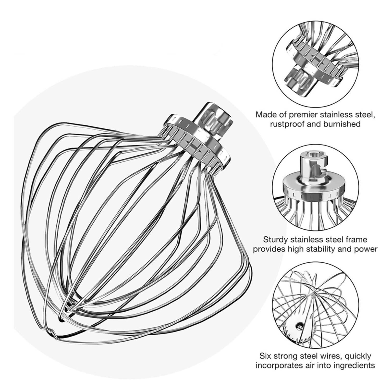 Genérico Accesorio for látigo de 11 Hilos, Compatible con Kitchenaid