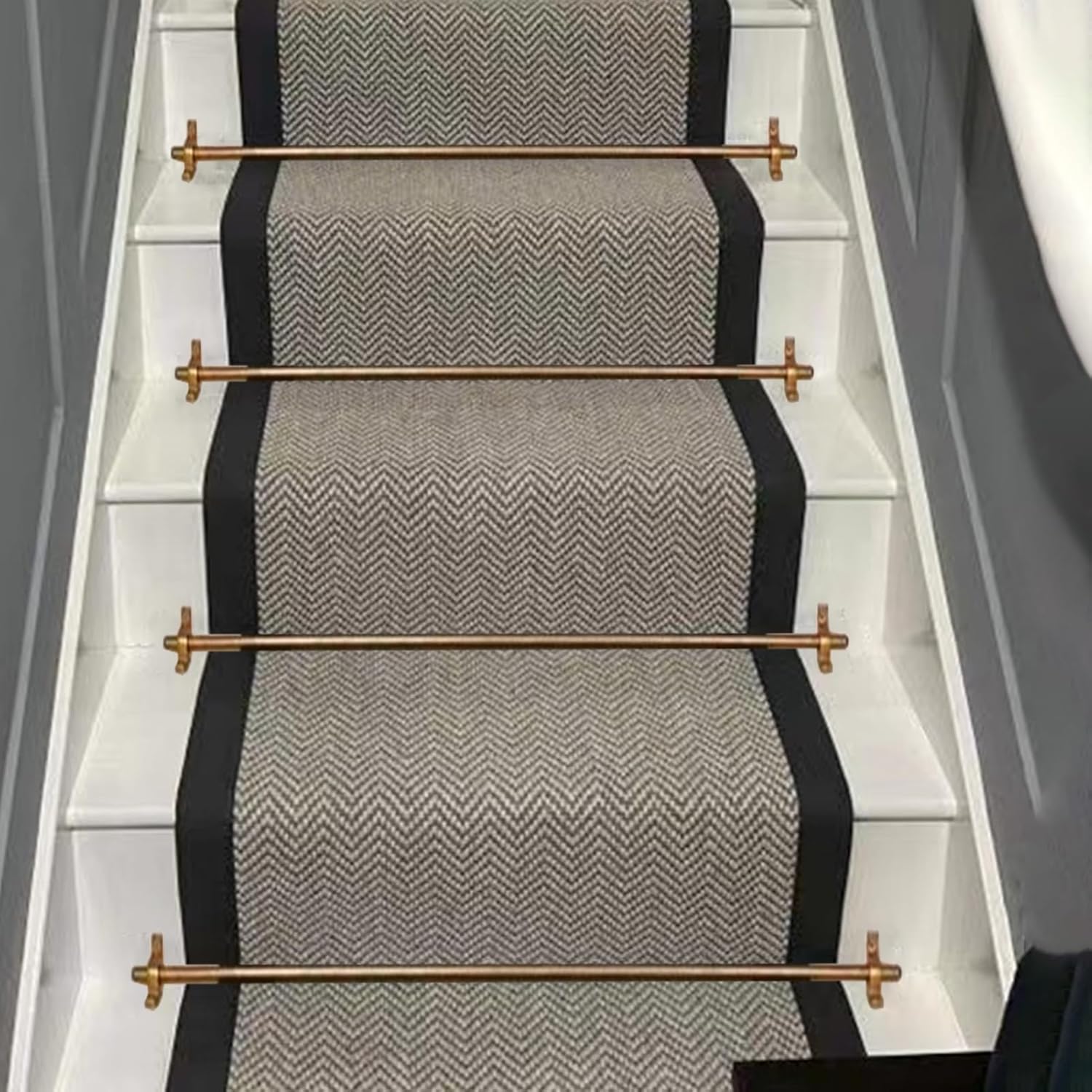 Adjustable Brass Stair Rods for Carpet Runners - Set of 1-13, 28"-44" Anti-Slip Durable Safety Solution for Wooden Steps - Stylish Stair Runner Accessories