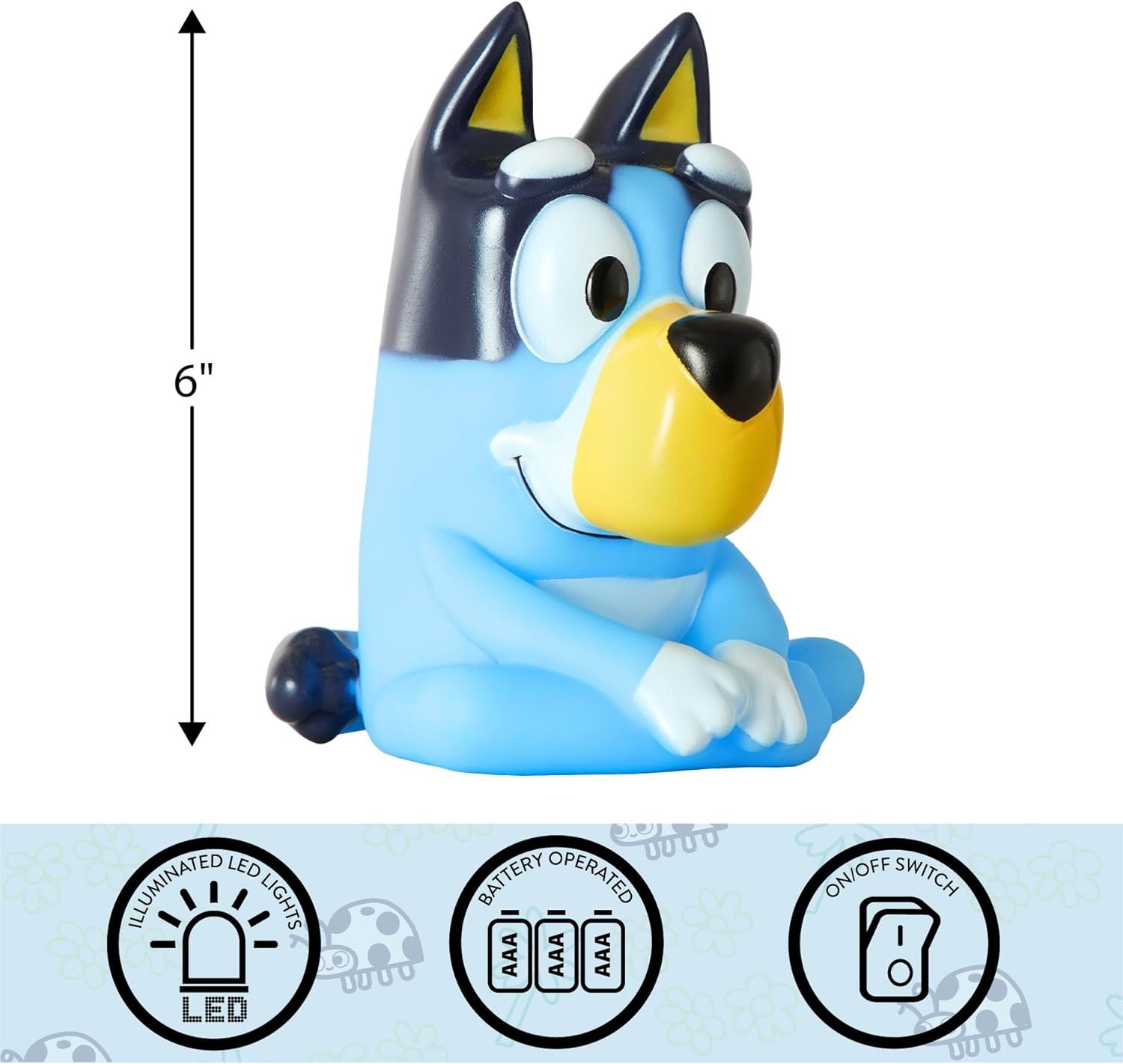 Bluey Squishy Night Light 6" LED Soft Mood Lamp for Decor, Kids Bedrooms, Collectors & Gift Giving