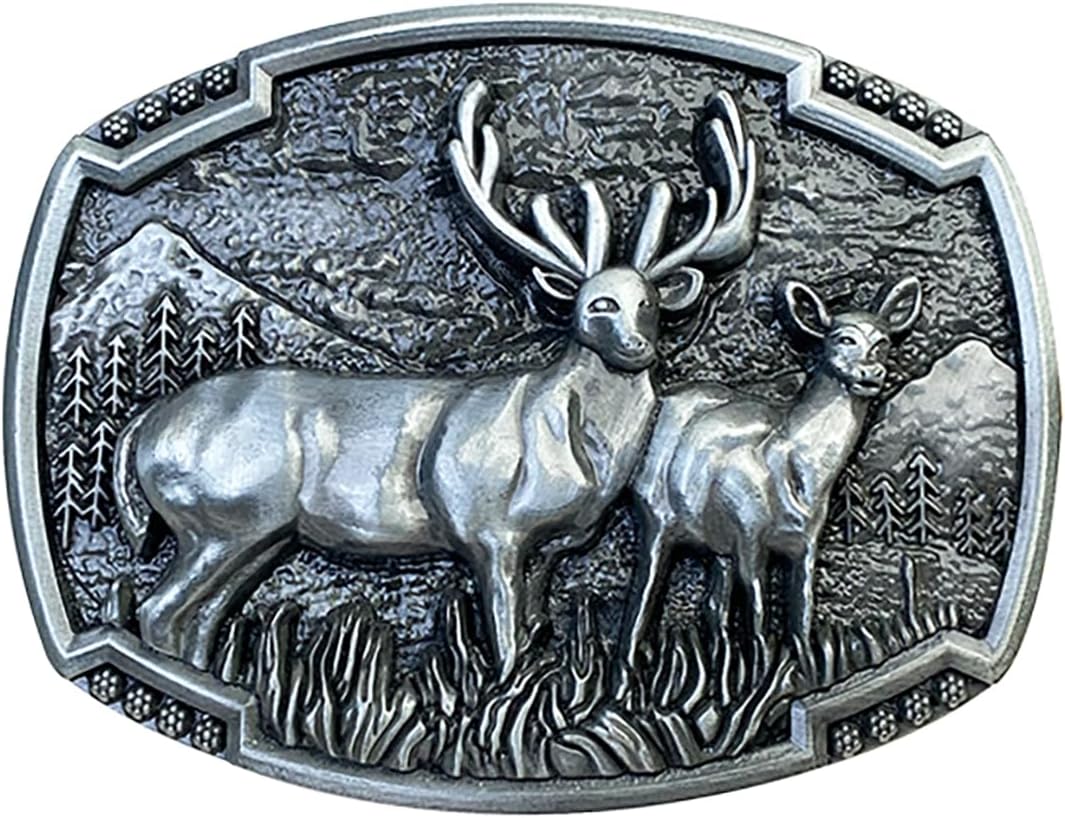 TOPACC Deer Belt Buckle Western Cowboy Belt Buckle 1.5 in Novelty Belt Buckle for Men Women Cowgirl