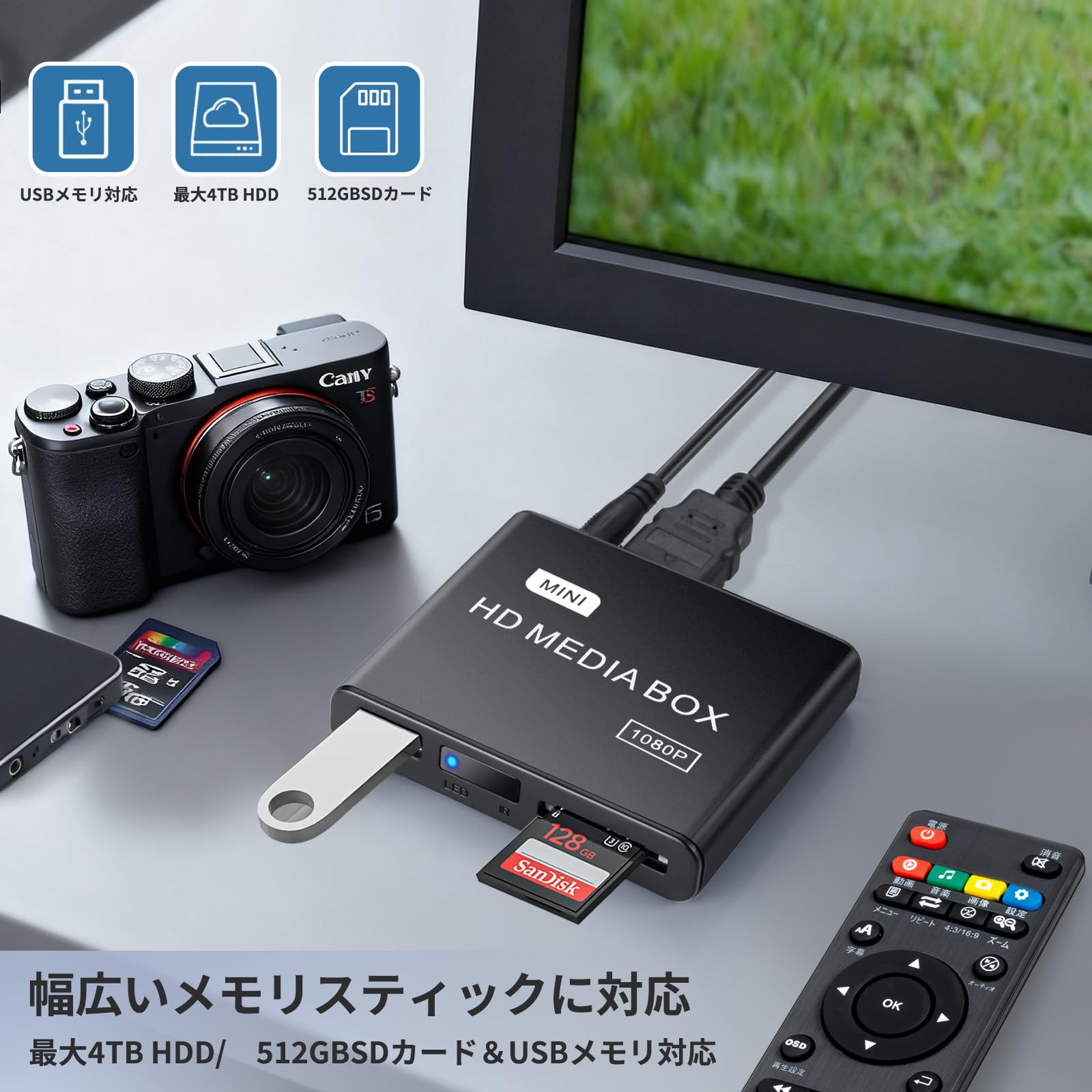 Amazon.co.jp: メディアプレーヤー フル1080p HDプレイヤー mp4