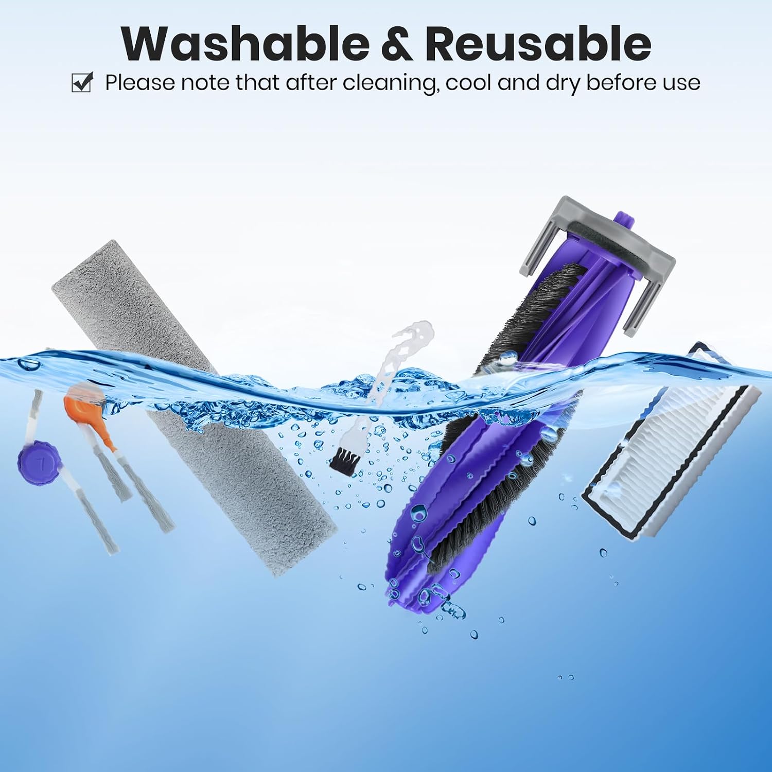 21 Pack Replacement Accessories Parts for Narwal Flow Replacement Parts Compatible with Narwal Flow Robotic Vacuum Parts with 2 Roller Brush,2 Mops,4 HEAP,6 Dust Bags,6 Side Brushes,1 Brush