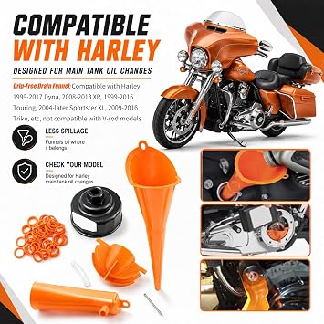 Compatible with Harley Oil Change Kit,Motorcycle Oil Funnel Kit