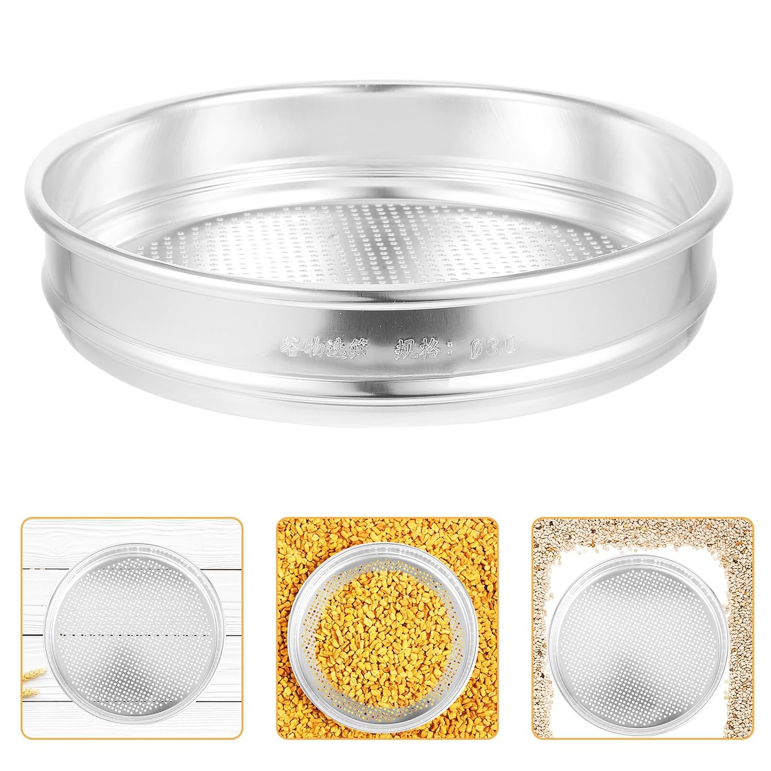 Stainless Steel Lab Test Sieve Aperture Round Screen Mesh for Grain Sorting and Soil Screening Hand-Operated Fine Mesh Strainer for Accurate Particle Analysis and Rapid Impurity