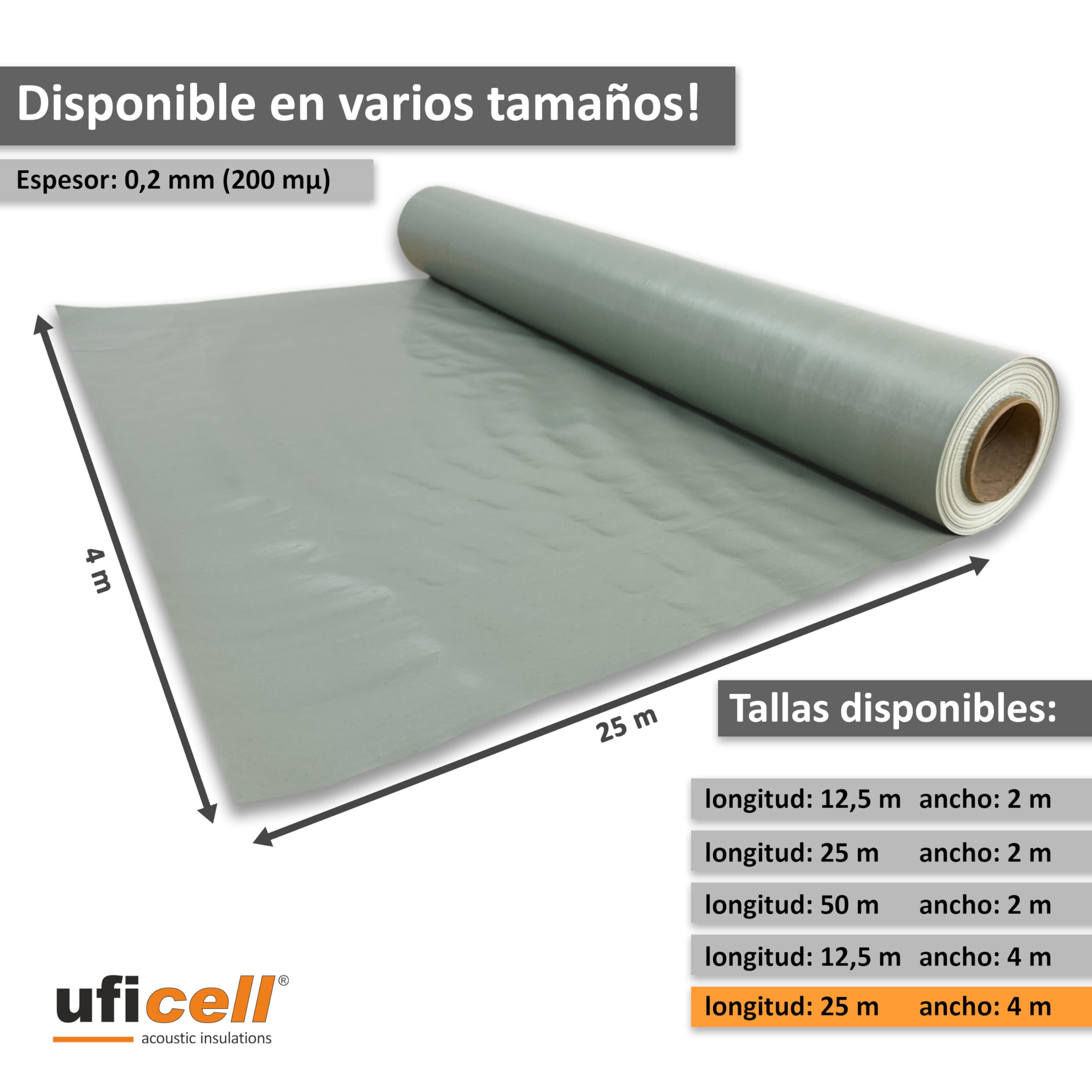uficell Aqua-Stopp lámina de construcción, lámina de solera, lámina de PE, barrera de vapor 0,2 mm (100 m² (25 m x 4 m))