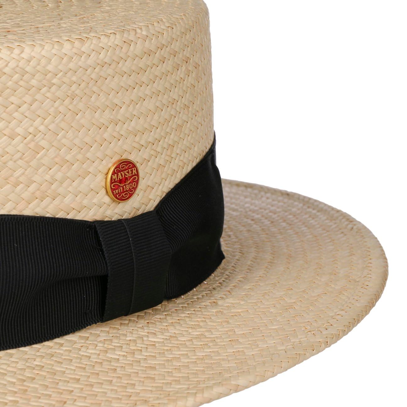Mayser Gondolo Sombrero canotier de Panama de Paja Hecho en UE Unisex Primavera Verano