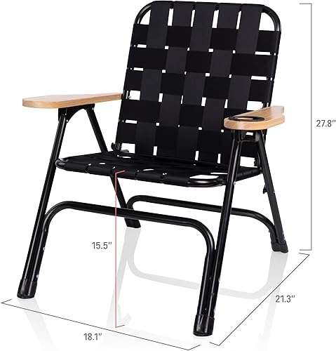 Miniatura 2 de Picnic TIME Lux - Silla de campamento tejida, capacidad de 250 libras, silla de campamento plegable para adultos con portavasos, marco de aluminio