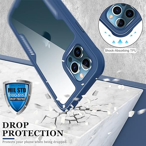 Miniatura 3 de FUNMIKO Funda para iPhone 12 Pro Max, funda transparente con protector de pantalla integrado sensible al tacto, paso de grado militar de 21 pies,