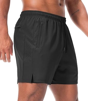 Suwangi Mens 2 in 1 Running Shorts 5 Inch Gym Athletic Workout Shorts for Men Quick Dry Active Training Shorts with Pockets