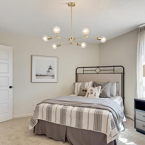 Miniatura 44 de KCO Lighting Modern Sputnik - Lámpara colgante de latón cepillado, lámpara industrial empotrada, lámpara colgante ajustable para sala de estar