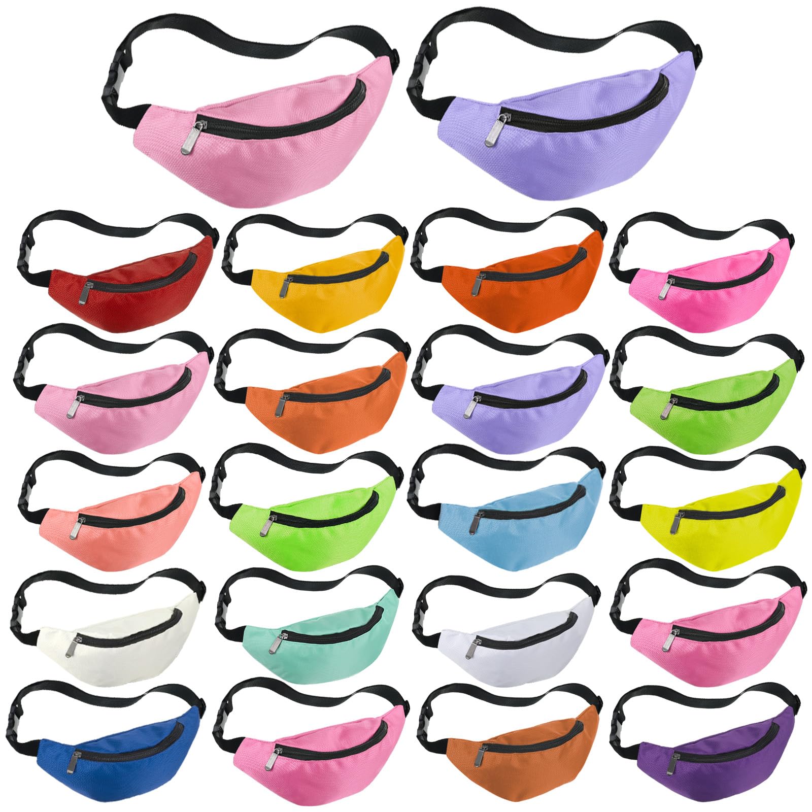 Saintrygo 20 Stück Neon Bauchtasche, 90er / 80er Jahre, verstellbare Hüfttaschen, Vintage-Tasche, Oxford-Stoff für Workout, Reisen, Laufen, Junggesellenabschied, Gastgeschenke für Damen und Herren