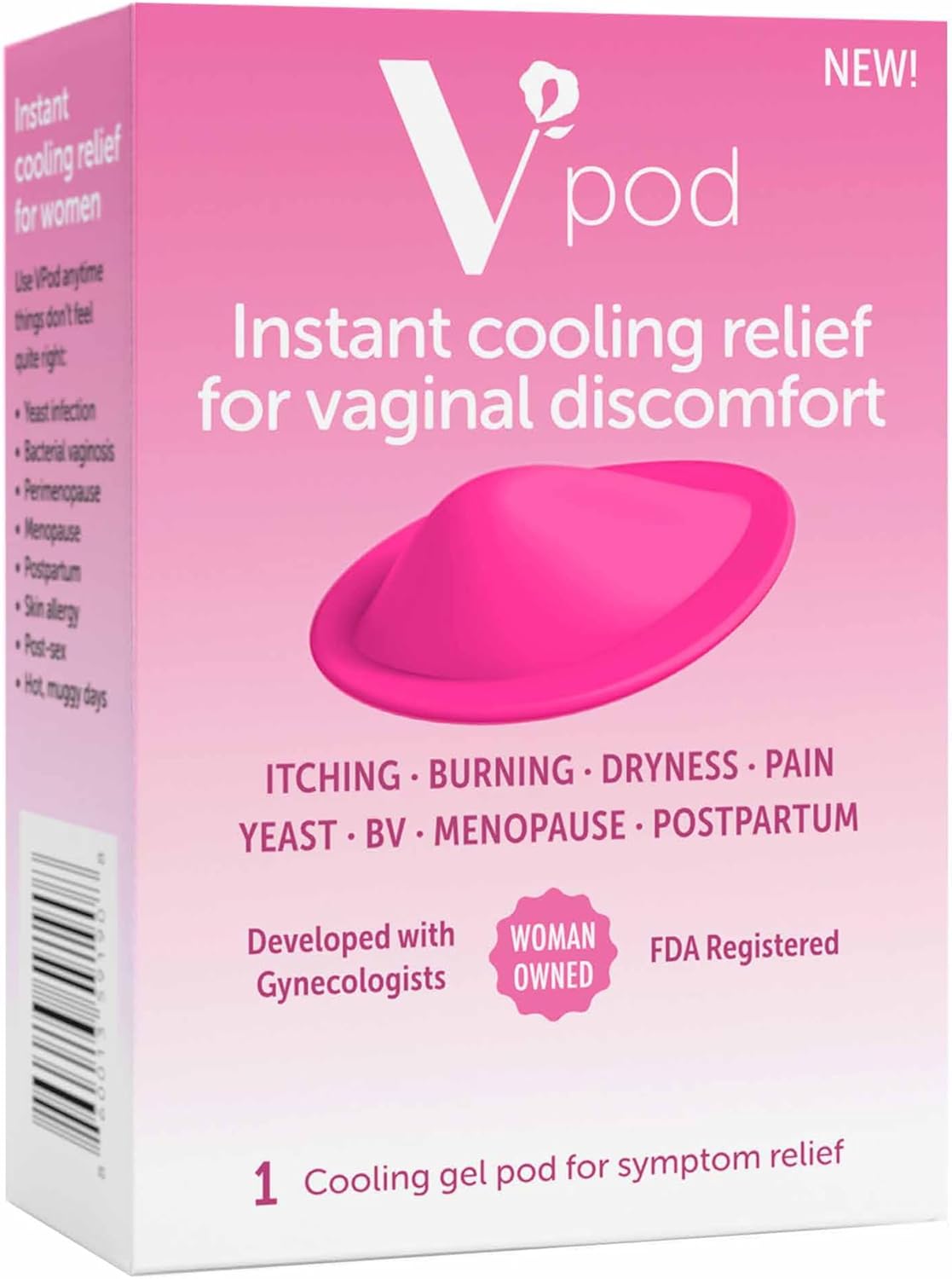 Reusable Feminine Cooling Gel Pods, Instant Relief Ice Pack, 1 Count