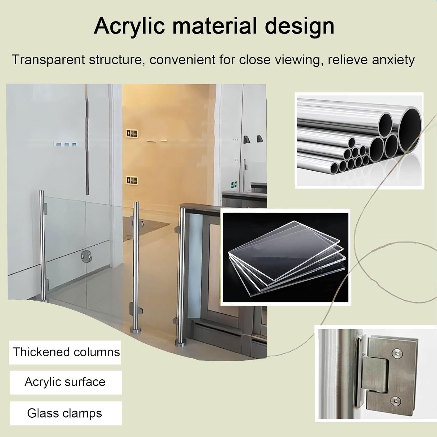 Durable Acrylic Safety Swing Gate - Supermarket Entrance Security Barrier for Office, Warehouse, Library & Store (80x95cm) - Metal Frame, Easy Install, Childproof Design