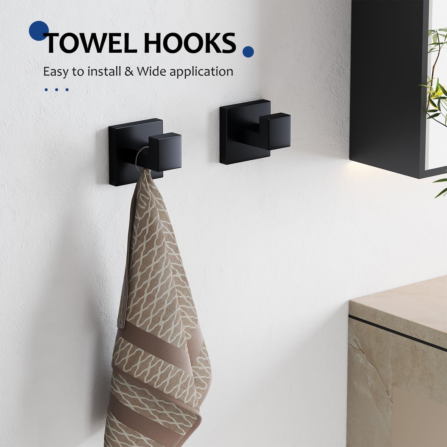Matte Black Stainless Steel 5-Piece Bathroom Hardware Set