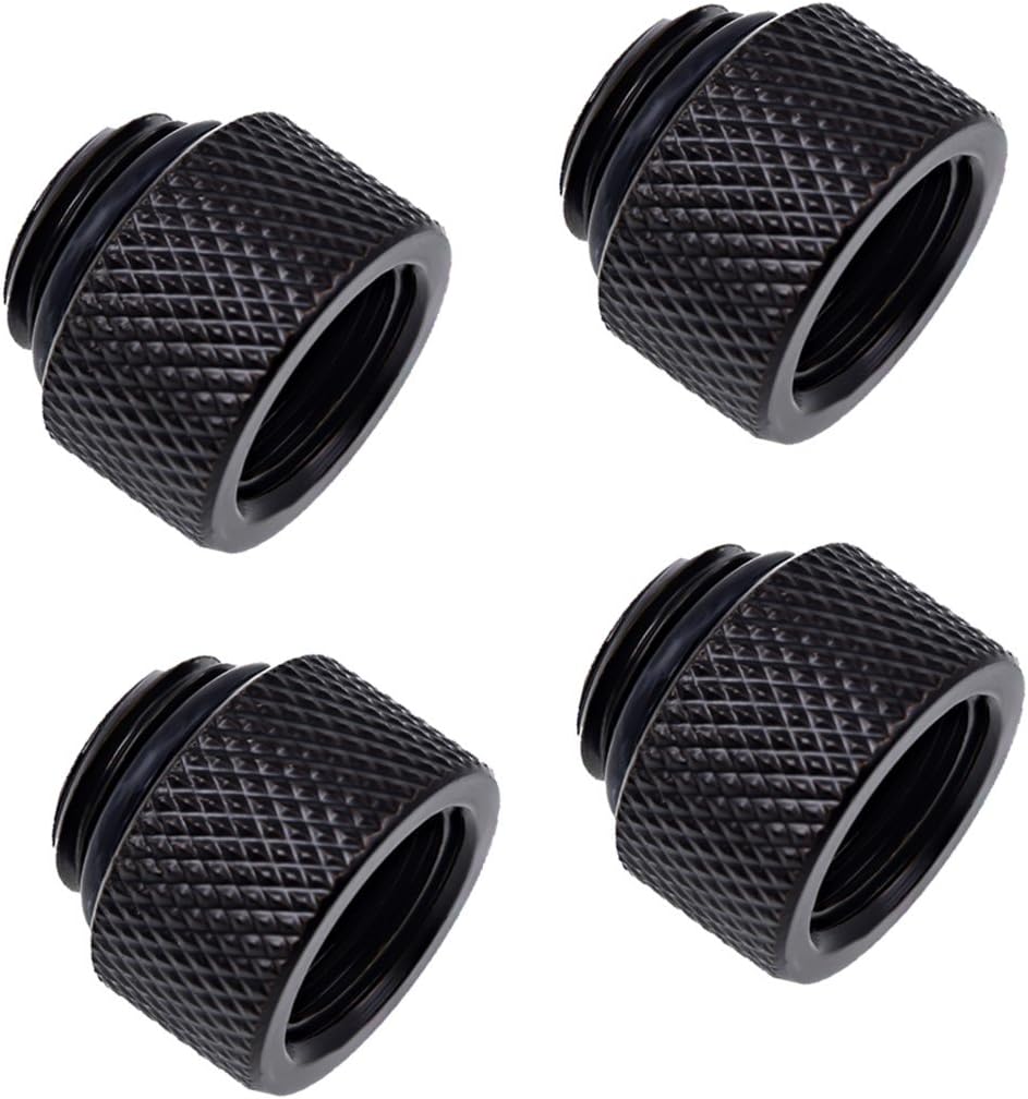 Alphacool Eiszapfen G1/4" Male to Female 10mm Extender Fitting, Deep Black, 4-Pack