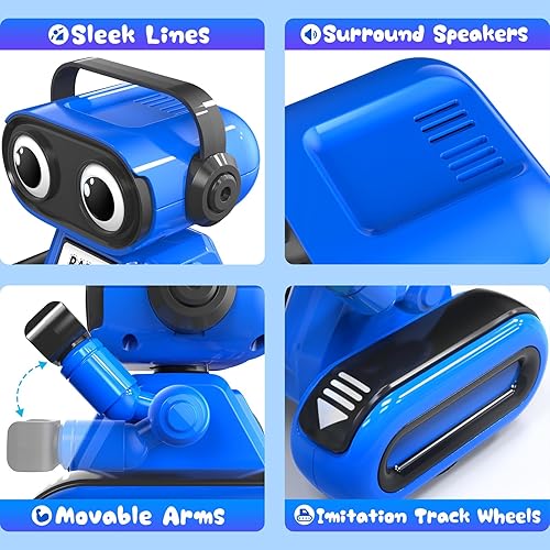 Miniatura 6 de beefunni Juguetes robot para niños de 4 a 10 años, con ojos LED, demostración automática, recargable, grabación, música, regalo perfecto de