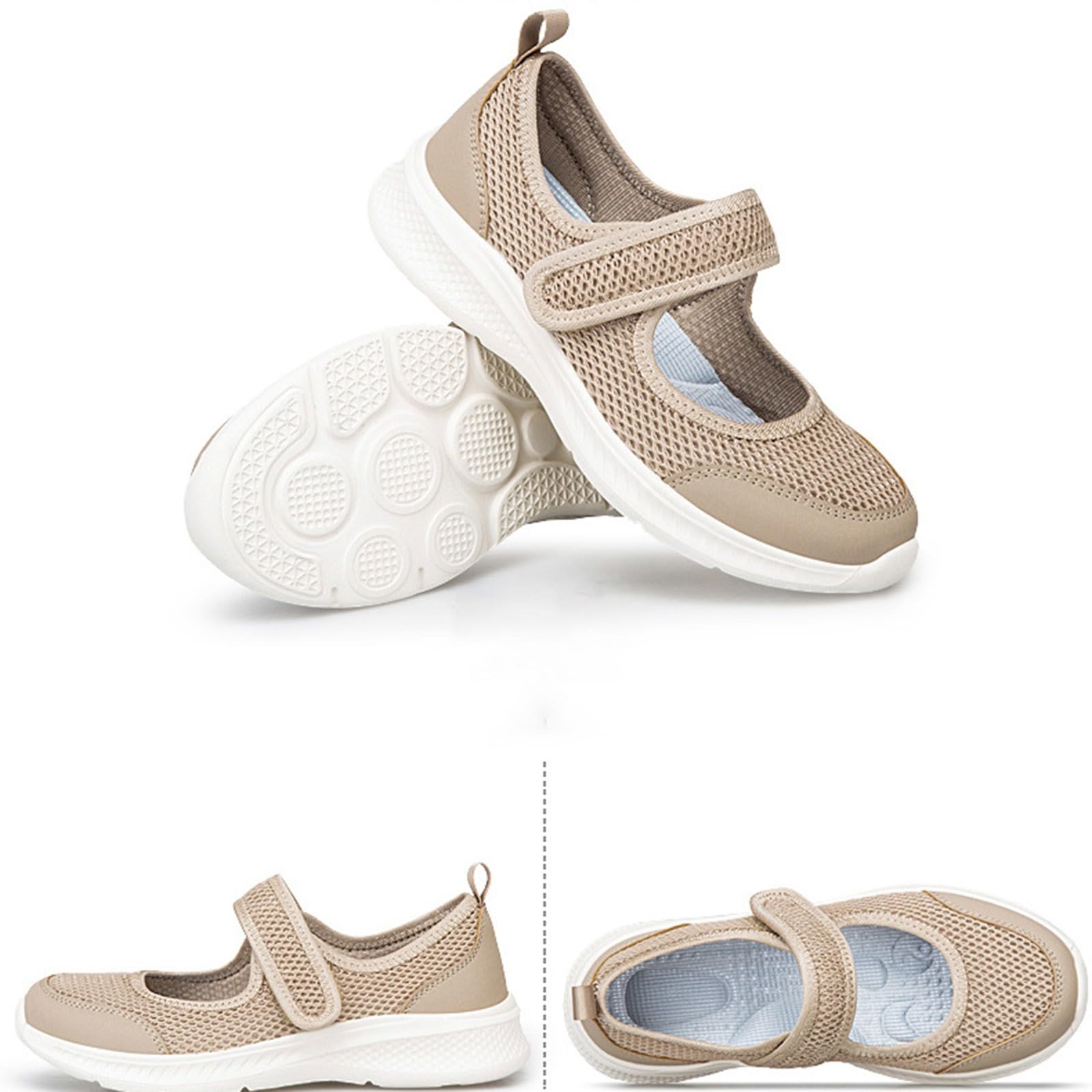 Mary Jane - Scarpe da ginnastica ortopediche da donna, vestibilità larga, traspiranti, con cinturino regolabile, antiscivolo, estive, casual, per sport all'aria aperta