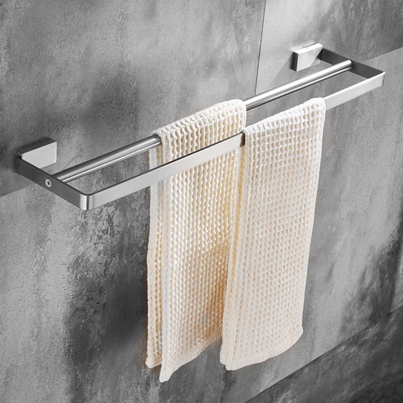 Dubbele Handdoekstang Rails 40cm 50cm 60cm RVS Badkamer Handdoekhouder Gepolijst Handdoekrail Staaf Wandmontage (Size: 50cm