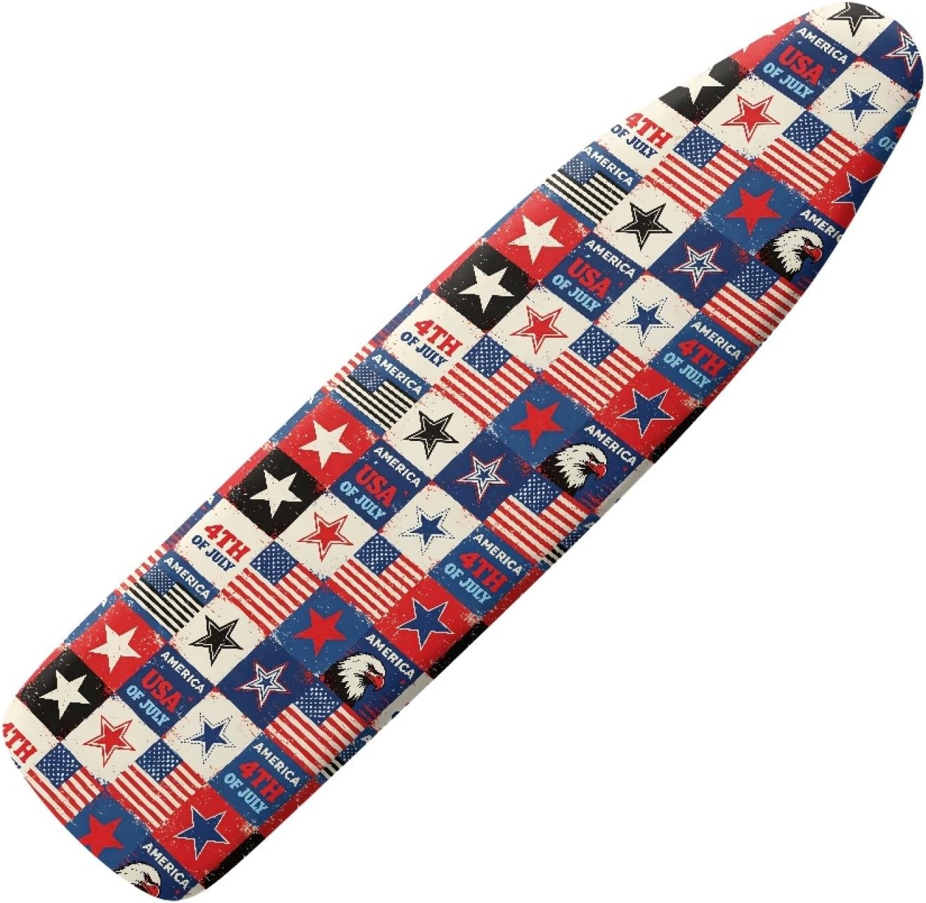 4th of July Ironing Board Cover, 16"x55" Standard Ironing Board Cover with Elastic Edge and Hook and Loop Fasteners, Scorch & Stain Resistant, Polyester Home Ironing Board Covers, Patriotic Star