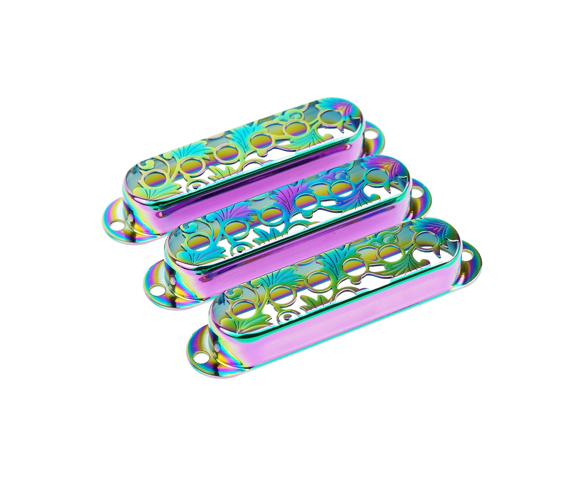 Guyker Ensemble de 3 housses de micro pour guitare à simple bobinage (espacement des pôles de 52 mm), ensemble de bagues de montage de micro en cuivre style creux, pièces de rechange pour accessoires
