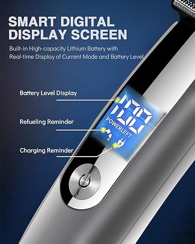 Miniatura 7 de Recortadora de barba para hombres  Kit de maquinilla de afeitar eléctrica 5 en 1, recortadora de pelo de nariz con pantalla LED, kit de aseo