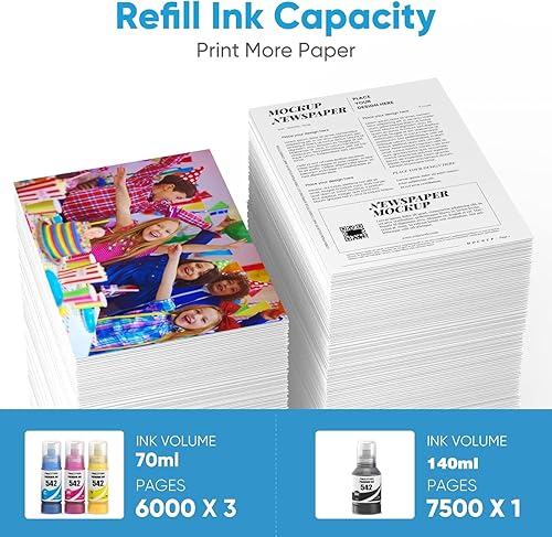 Miniatura 5 de Repuesto para botellas de repuesto de tinta Epson 542 para ET-5850 ET-5880 ET-5170 ET-16600 ET-16650 ET-5800 ET-5850 ET-5880 ET-5170 ET-16600