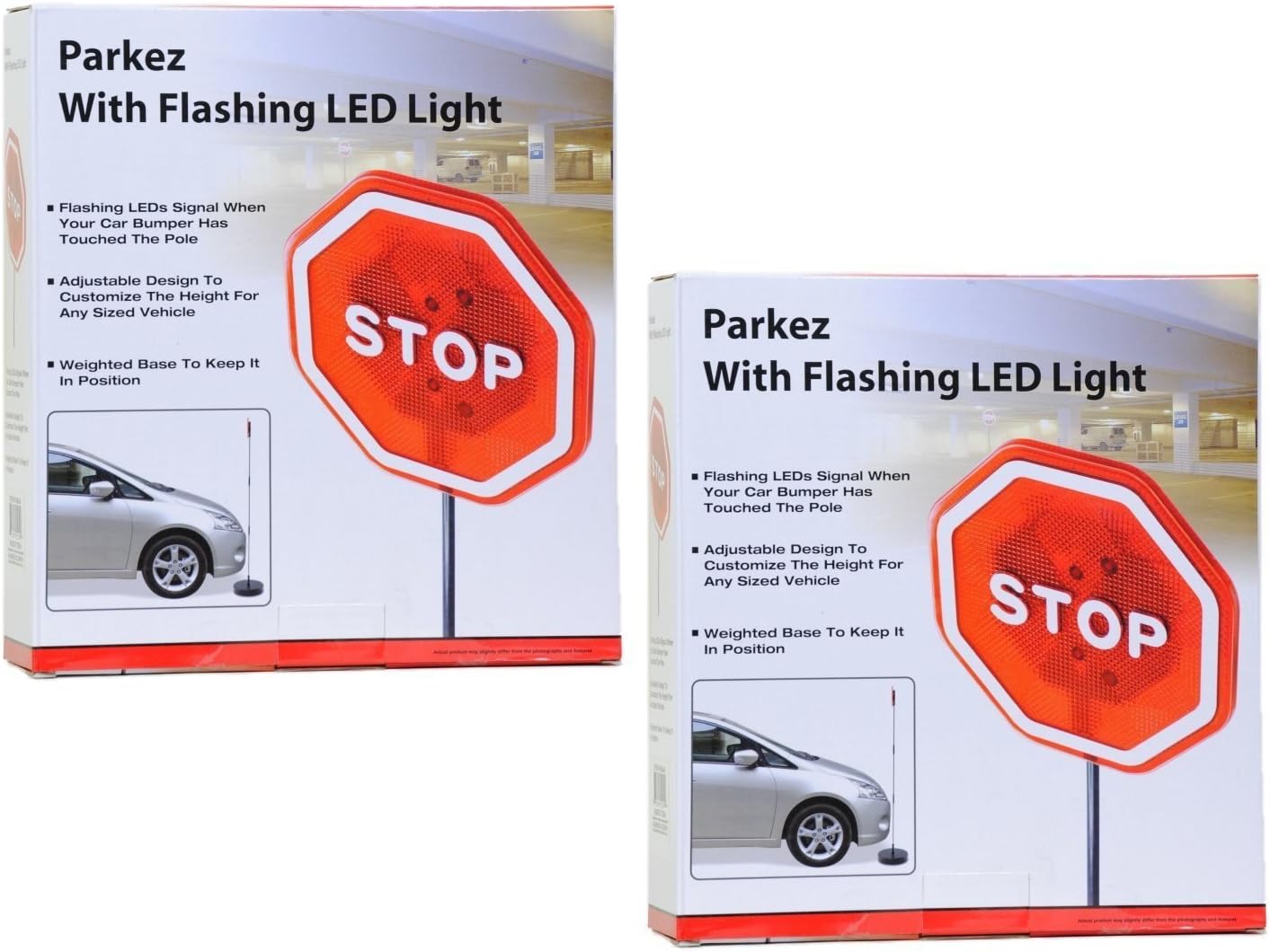 Parkez Flashing LED Light Parking Stop Sign For Garage, 2 pack