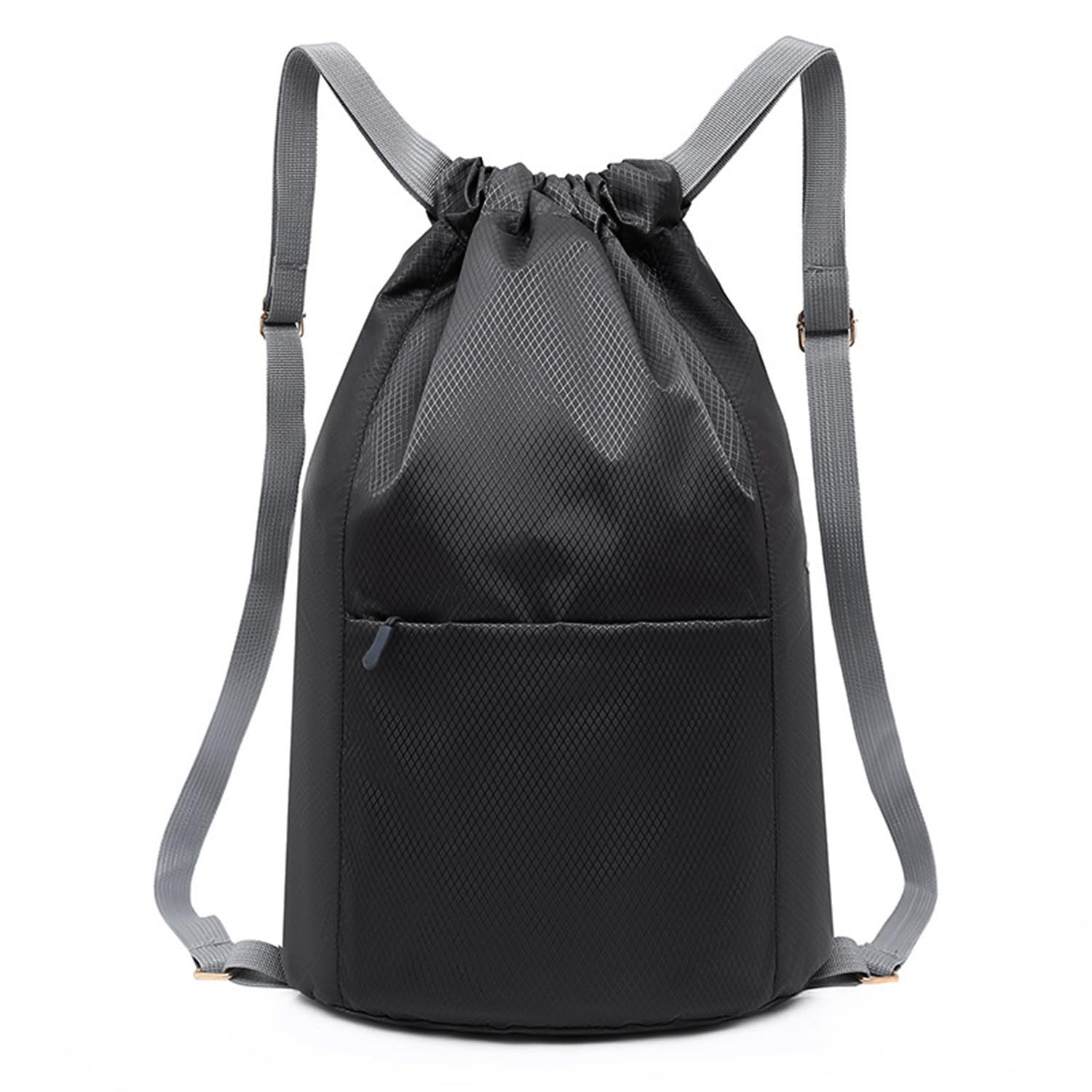 SHENGRUI Drawstring Bag Waterproof Swim PE Bag Unisex Large Sports String Backpack Oxford Fabric Gym Sack for School Travel Swimming Holidays Climbing Hiking (45 * 30,Black)